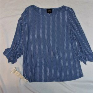 size 3x 3 x boho   womens long sleeved shirt top blouse blue striped